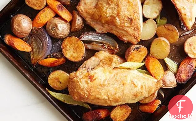 Poulet Rôti au Citron et aux Herbes et Légumes