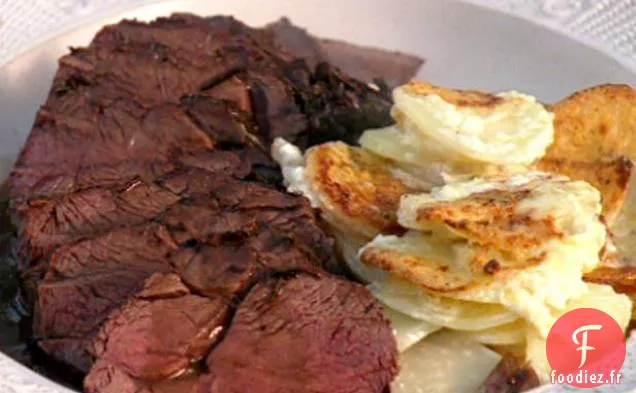 Chevreuil Rôti à la Poêle avec Pommes de Terre au Four Crémeuses et Céleri-Rave