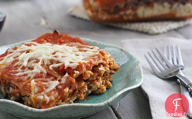 Lasagne Au Chou-Fleur Et Au Tofu Avec Sauce À La Courge Musquée