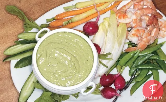 Crudités Et Crevettes À La Trempette De La Déesse Verte