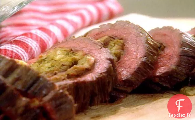 Brochettes de Steak avec Farce de Tomates Séchées au Soleil et Purée de Pommes de Terre au Romarin