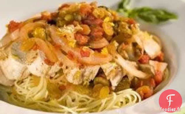 Poulet au Citron Sicilien avec Sauce Tomate aux Raisins Secs