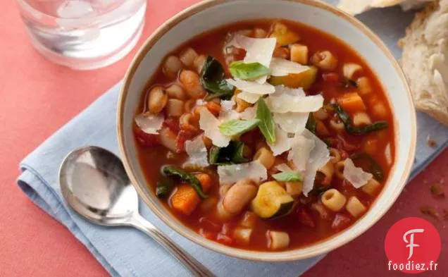 Soupe Minestrone avec Pâtes, Haricots et Légumes