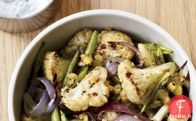 Salade de Chou-Fleur au Curry et Haricots Verts au Yogourt au Citron