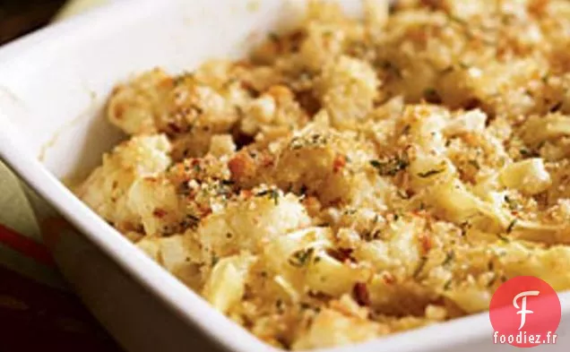 Nouilles aux Œufs Poivrées, Fromage Fermier et Gratin de Chou-Fleur