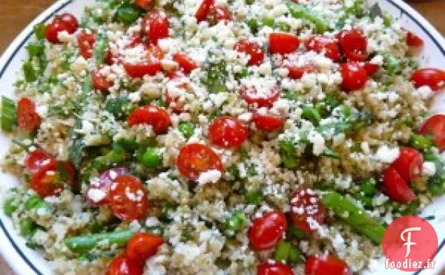 Quinoa Maigre Et Riz Au Chou-Fleur Aux Asperges, Pois Et Herbes