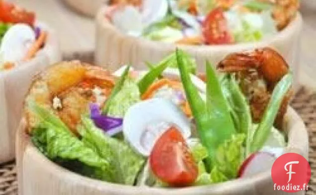 Salade de Crevettes Grillées à la Vinaigrette au Sésame et au Gingembre