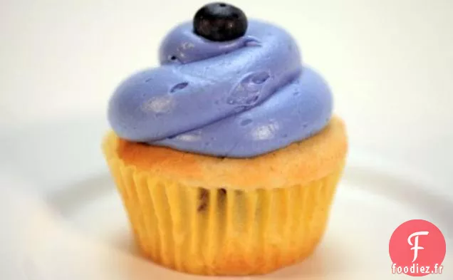 Cupcakes aux Myrtilles au Citron avec Glaçage au Fromage à la Crème au Citron