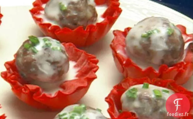 Boulettes de Viande au Curry de Chevreuil dans des coupes Phyllo de Tomates Séchées au Soleil