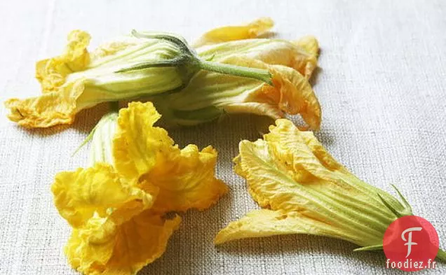 Fleurs de Courge Farcies au Fromage aux Herbes dans une Pâte à Beignets