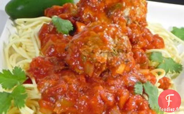 Spaghettis et Boulettes de Viande à la mexicaine