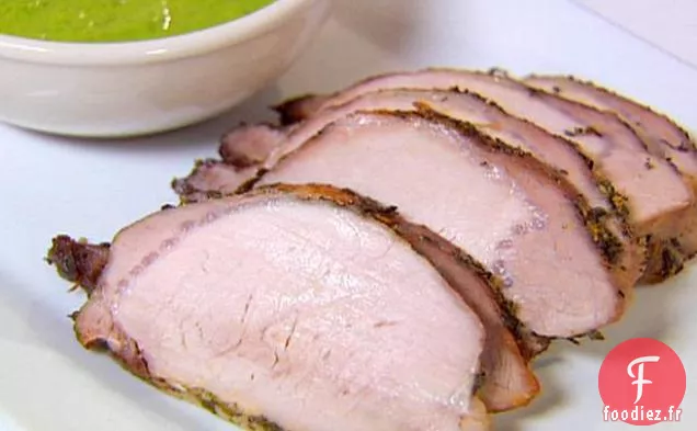 Longe de Porc Rôtie aux Herbes avec Sauce à l'Échalote de Persil
