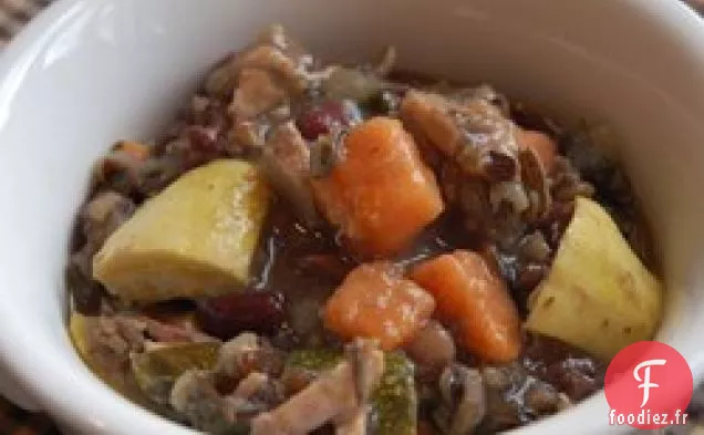 Soupe de Poulet aux Haricots Adzuki, Scarole et Patate Douce