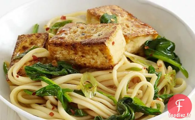 Udon au Tofu et Légumes Verts Asiatiques