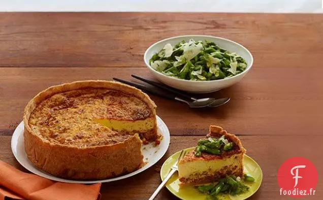 Quiche au Jambon Avec Salade d'Herbes et d'Asperges