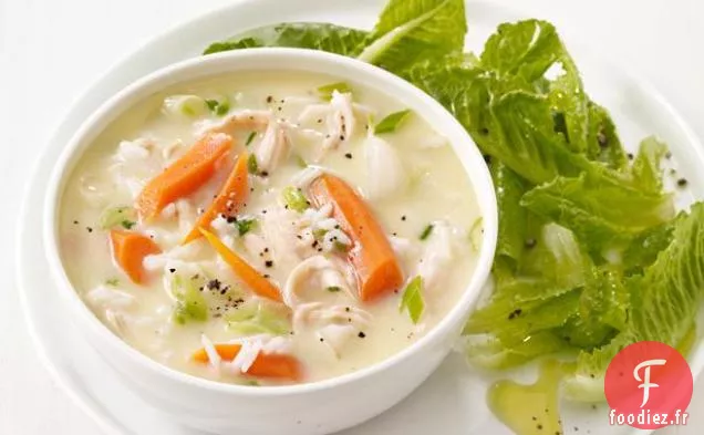 Soupe au Poulet au Citron et Salade
