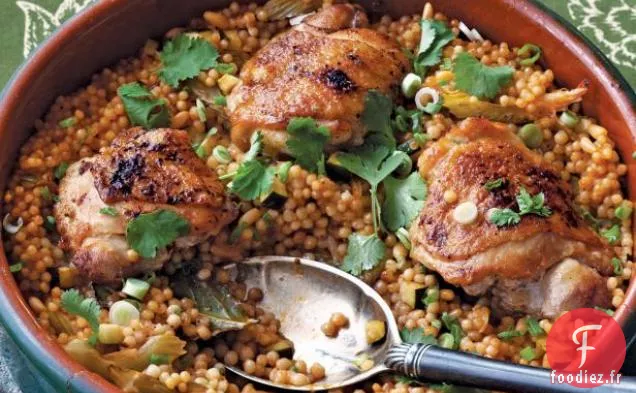 Poulet à l'ail et Couscous israélien