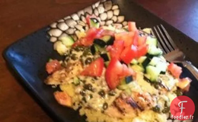 Poitrines de Poulet dans une sauce aux Dattes, Câpres et Mascarpone avec Couscous