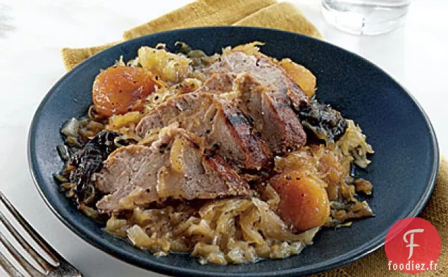 Porc aux Abricots, Prunes séchées et Choucroute