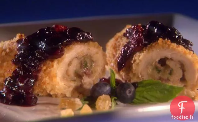 Roll-Ups Cordon Bleu au Poulet avec Chutney aux Myrtilles au Gingembre et aux Épices