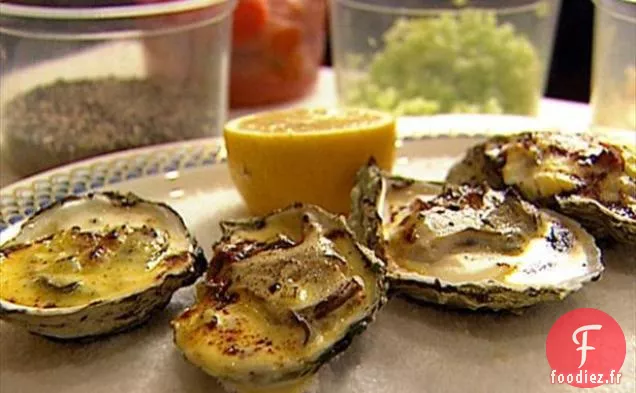 Huîtres Grillées à la Crème de Céleri et Jambon de Virginie