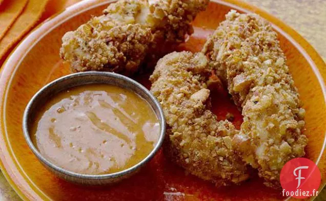 De superbes Tenders de Poulet Bretzel à la Sauce Piquante au Miel de Dijon