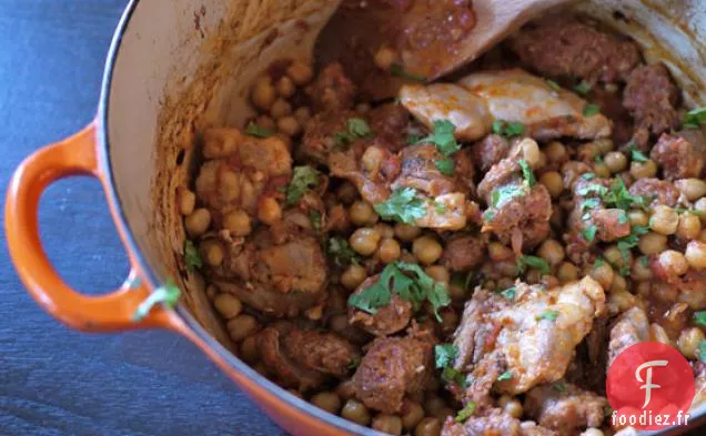 Poulet Rôti Et Chorizo Aux Haricots Garbanzo
