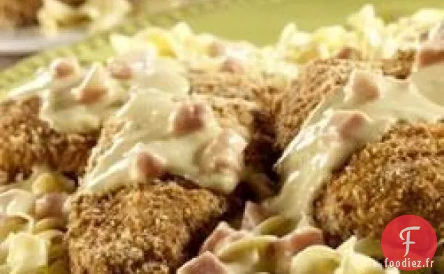 Poulet Croquant avec Sauce au Jambon