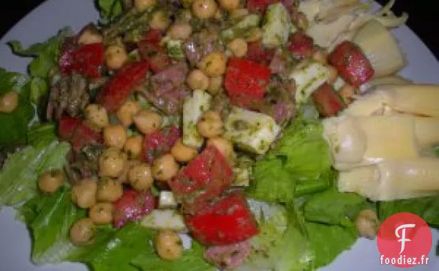 Salade De Pois Chiches Au Salami Et Vinaigrette Giardiniera