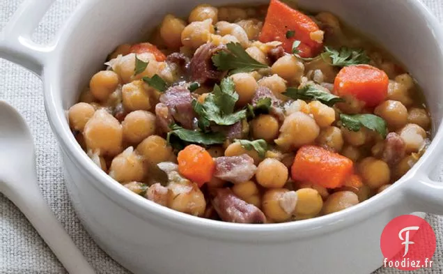 Jarret de Jambon Mijoté et Ragoût de Pois Chiches