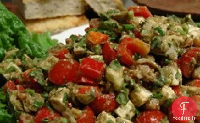Fromage Feta avec Salade de Basilic