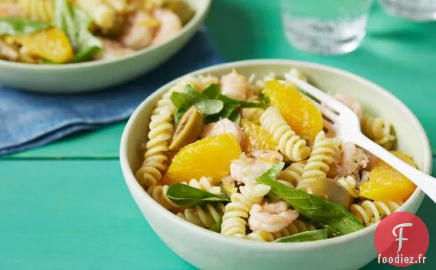 Fusilli aux Crevettes, Orange et Roquette (Été)