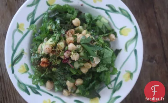 Salade De Pois Chiches Israéliens Aux Feuilles De Moutarde