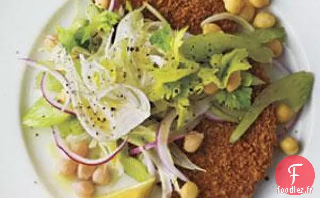 Escalopes De Porc Frites Au Four Avec Recette De Salade De Fenouil-pois chiches