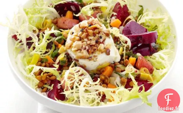 Salade Tiède de Betteraves et de Lentilles au Fromage de Chèvre