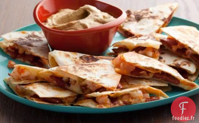 Quesadillas au Chorizo et Crevettes au Guacamole Fumé