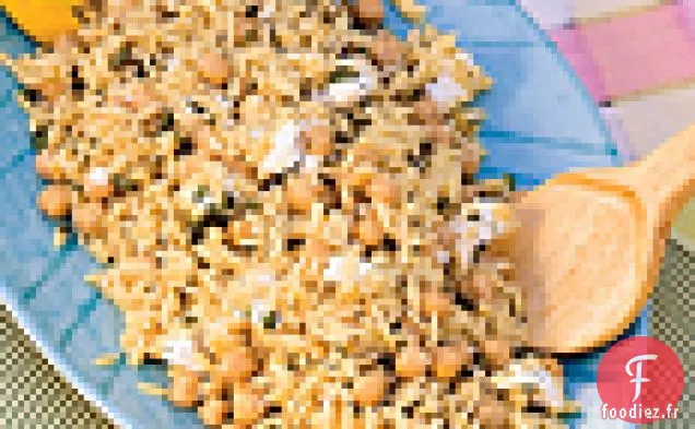 Orzo aux Haricots Garbanzo, Fromage de Chèvre et Origan