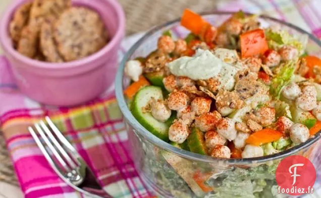 Salade De Pois Chiches Avec Vinaigrette À L'Avocat Au Tahini