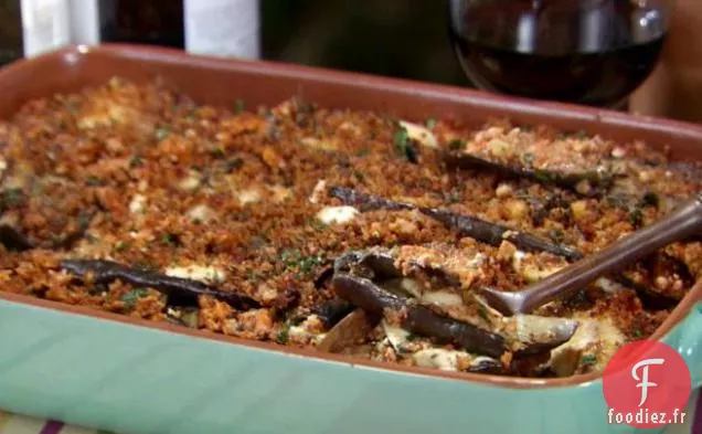 Casserole d'Aubergines au Pesto de Poivron Rouge et Chapelure Cajun