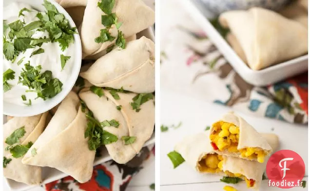 Samoussas Au Maïs Épicé Et Aux Pois Chiches Cuits Au Four