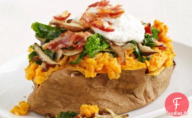 Patates Douces Farcies À la Pancetta et au Rabe de Brocoli