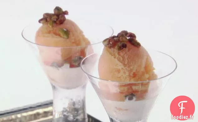 Sorbet Mandarine à la Crème de Vanille et Pistaches Confites
