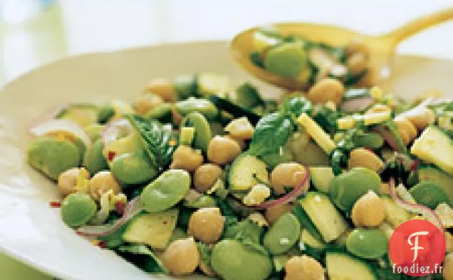 Salade De Courgettes Citronnées, Pois Chiches Et Haricots De Lima