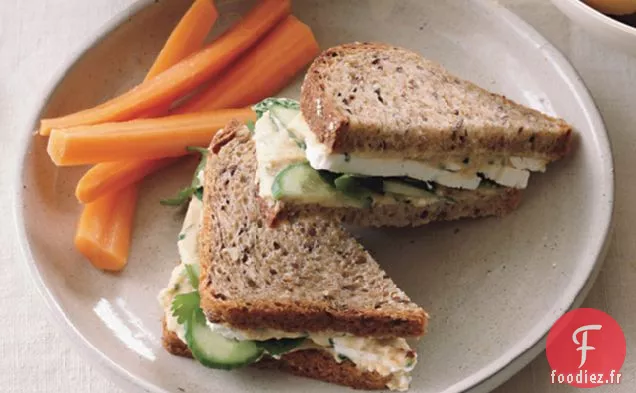 Sandwichs Au Houmous Et À La Feta Sur Pain De Grains Entiers