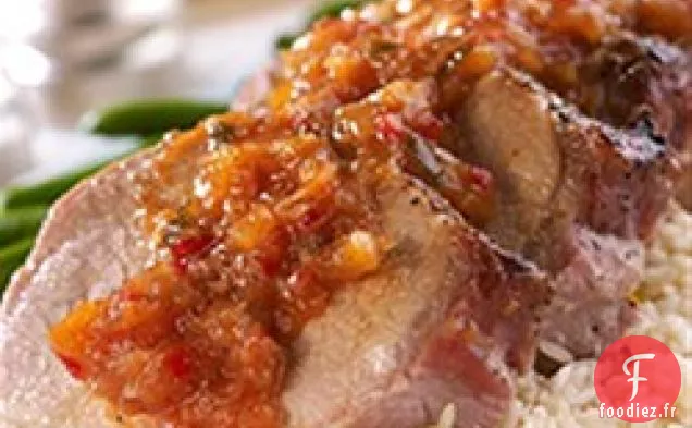 Filet de Porc à la Sauce Chutney Acidulée au Poivre et à l'Ananas
