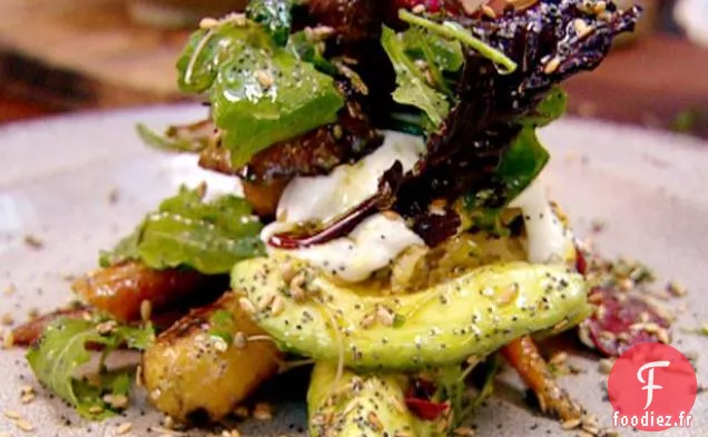 Salade de Carottes Rôties et Avocat avec Vinaigrette à l'Orange et au Citron