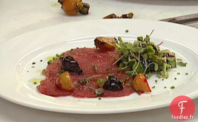 Carpaccio de Thon aux Betteraves Rôties et Huile d'Olive Pressée d'Agrumes