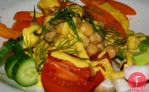 Salade De Pois Chiches Et Quinoa Avec Vinaigrette Au Citron Et Au tahini