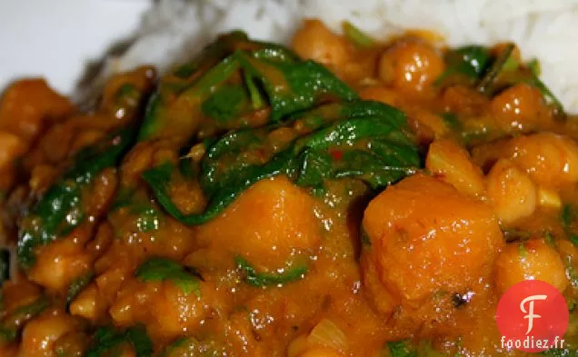 Curry De Courge Musquée, Pois Chiches Et Épinards