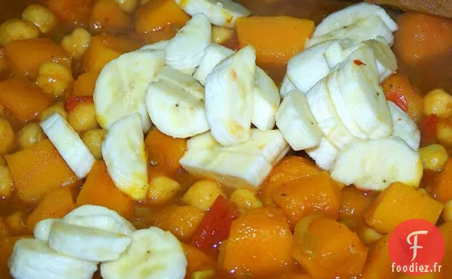 Curry de Potiron, Banane et Pois Chiches